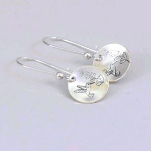 Cute Bird 925 Silver Ear Hook Drop Earring